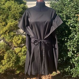 Womb black dress w/tie front & slit sleeves, sz 8
